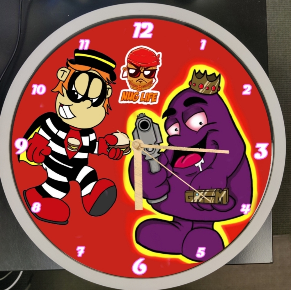 Hamburger, Grimace and chicken nuggets thug life led dance light clock